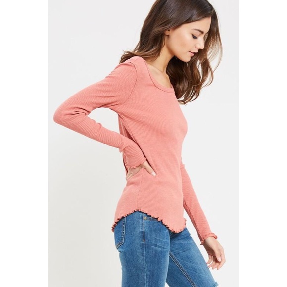 Poppy Frill Hem Thermal Knit Top - Picture 2 of 4